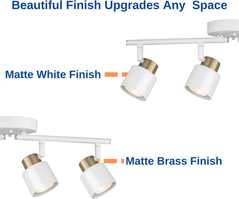 CRAFTRONOS 4 Light Track Lighting Kit, Matte White Brass Finish Adjustable with Modern Flush Mount Ceiling Spotlight for Kitchen,Dining,Living Room,Home Improvement - Image 3